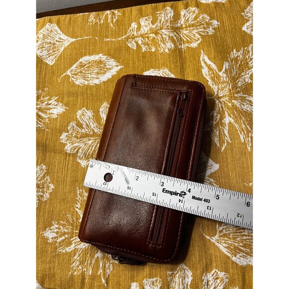 Vintage Rolfs Wallet Genuine Leather Checkbook Clutch Brown Zip Pockets - Picture 6 of 9